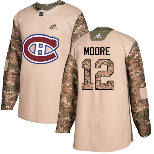 Adidas Canadiens #12 Dickie Moore Camo Authentic Veterans Day Stitched NHL Jersey - Click Image to Close